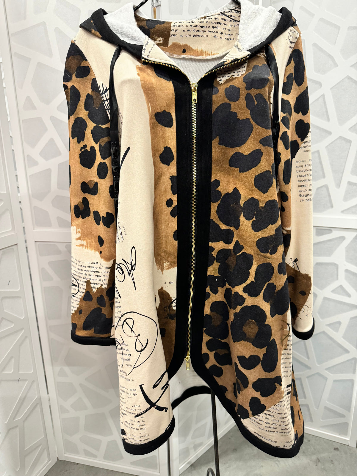 Berek - Cheetah with Text Print Hoodie Jacket