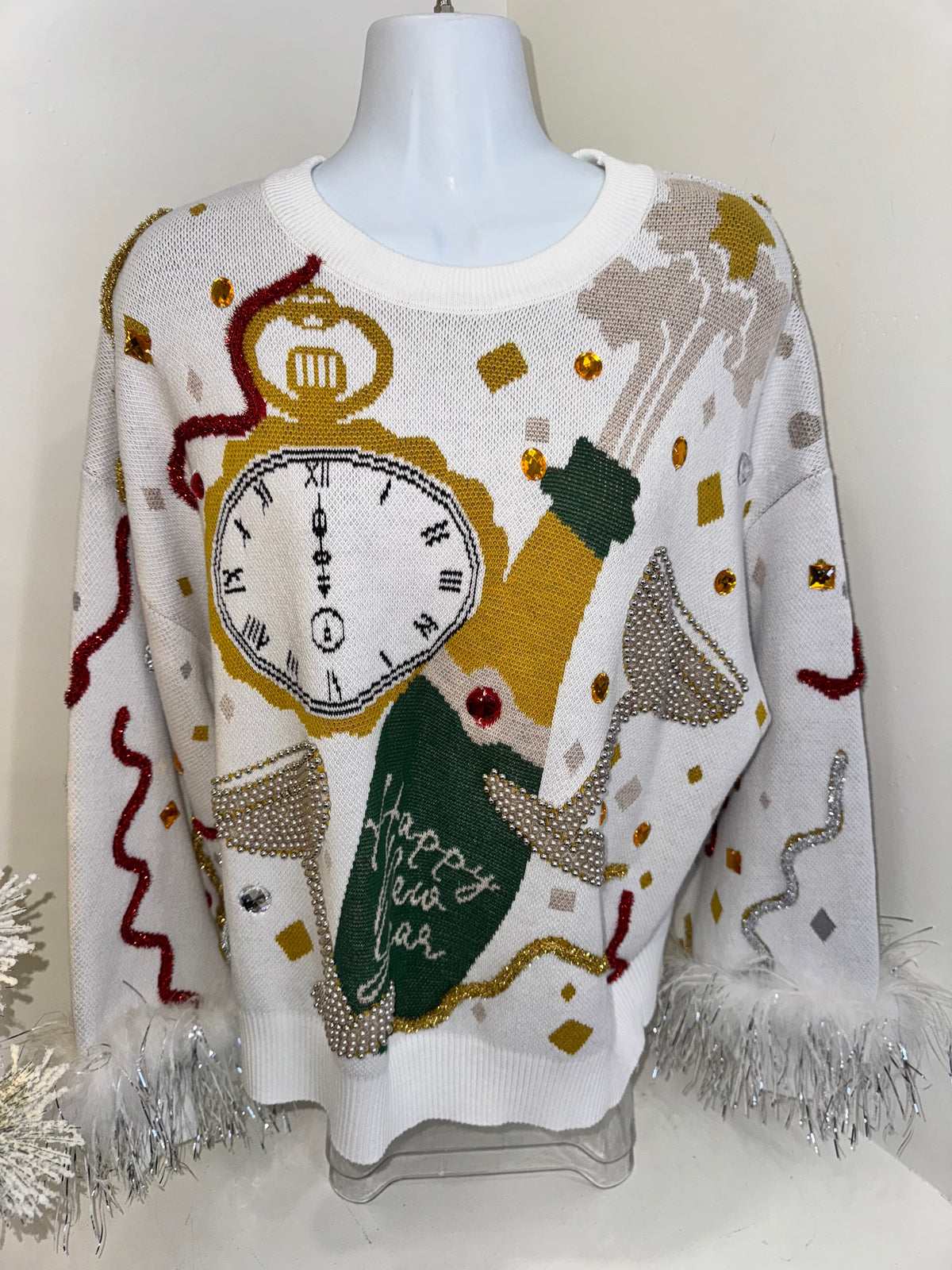 Queen of Sparkle - NYE Sweater White