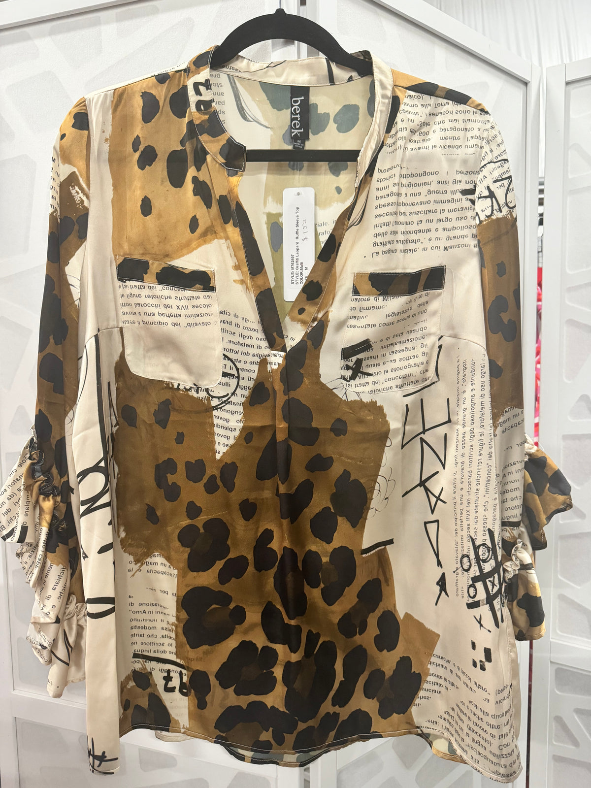 Berek - Cheetah Print with Text Blouse