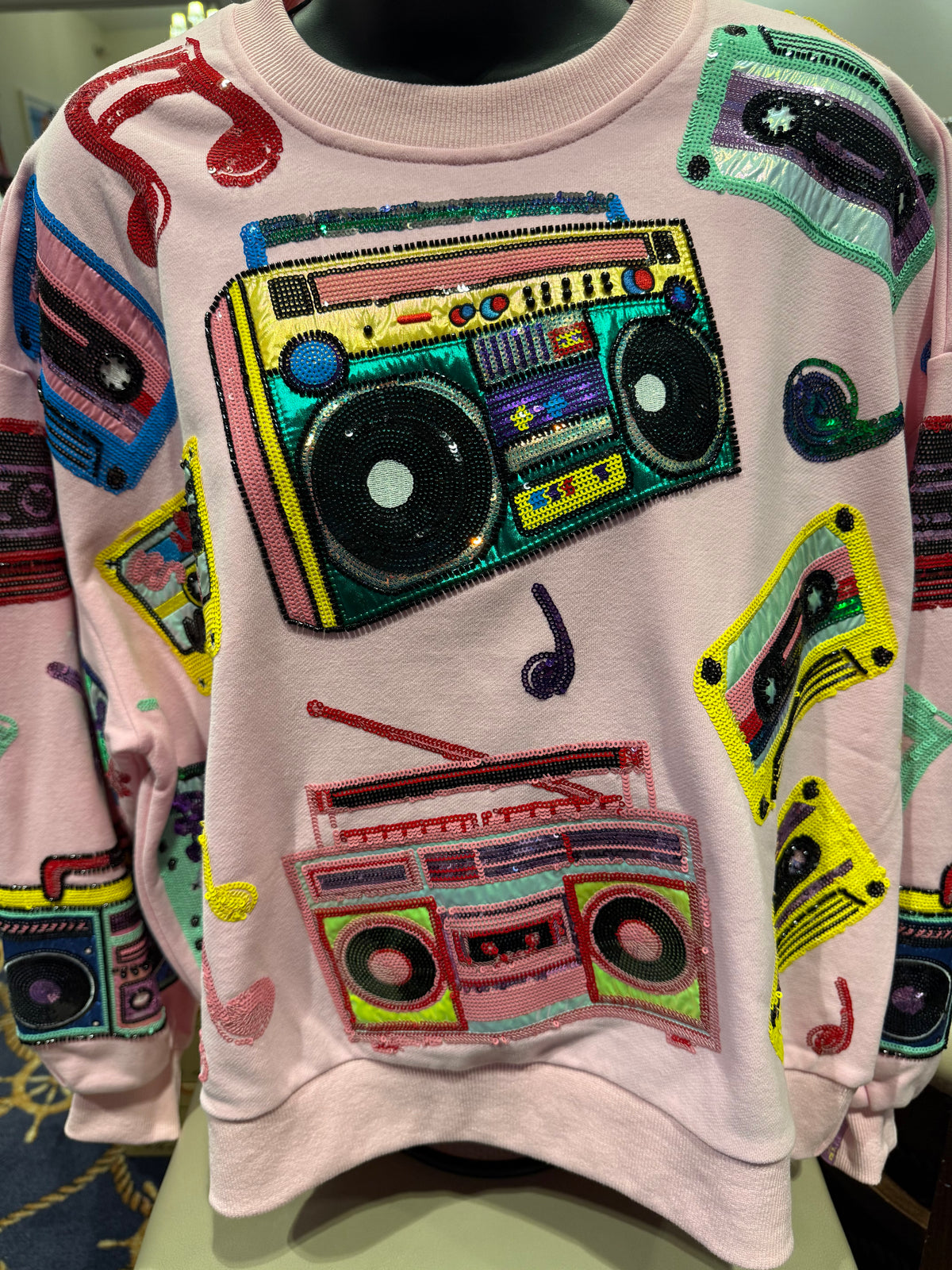 Queen of Sparkles - Pink Boombox Sweatshirt