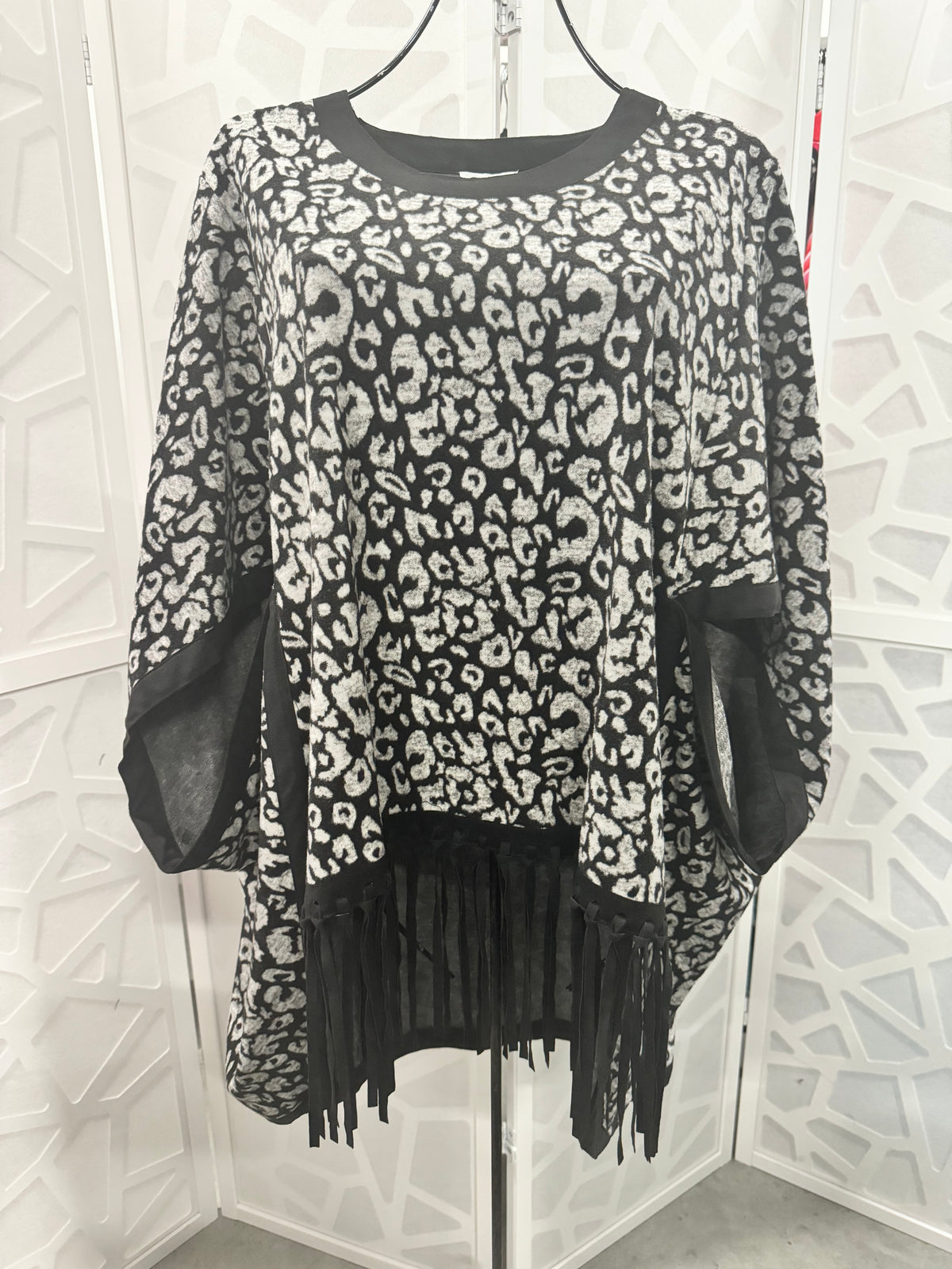 Tyler Boe - Black Grey Cheetah Poncho Sweater