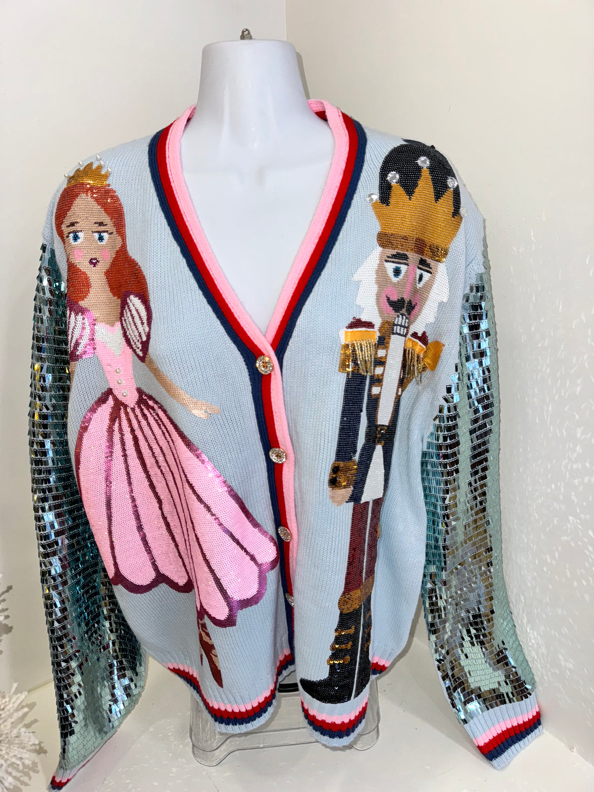 Queen of Sparkle - Lt. Blue Disco Nutcracker Cardigan