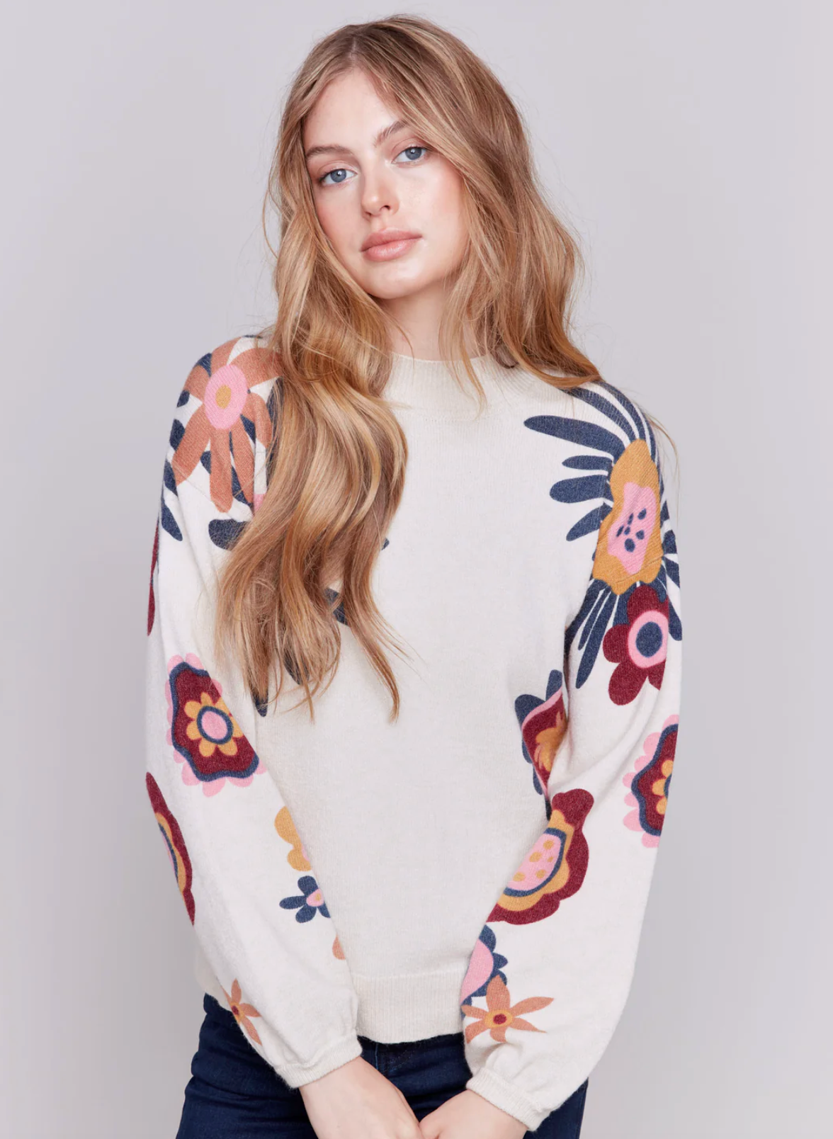 Charlie B Fall Floral Sweater Top