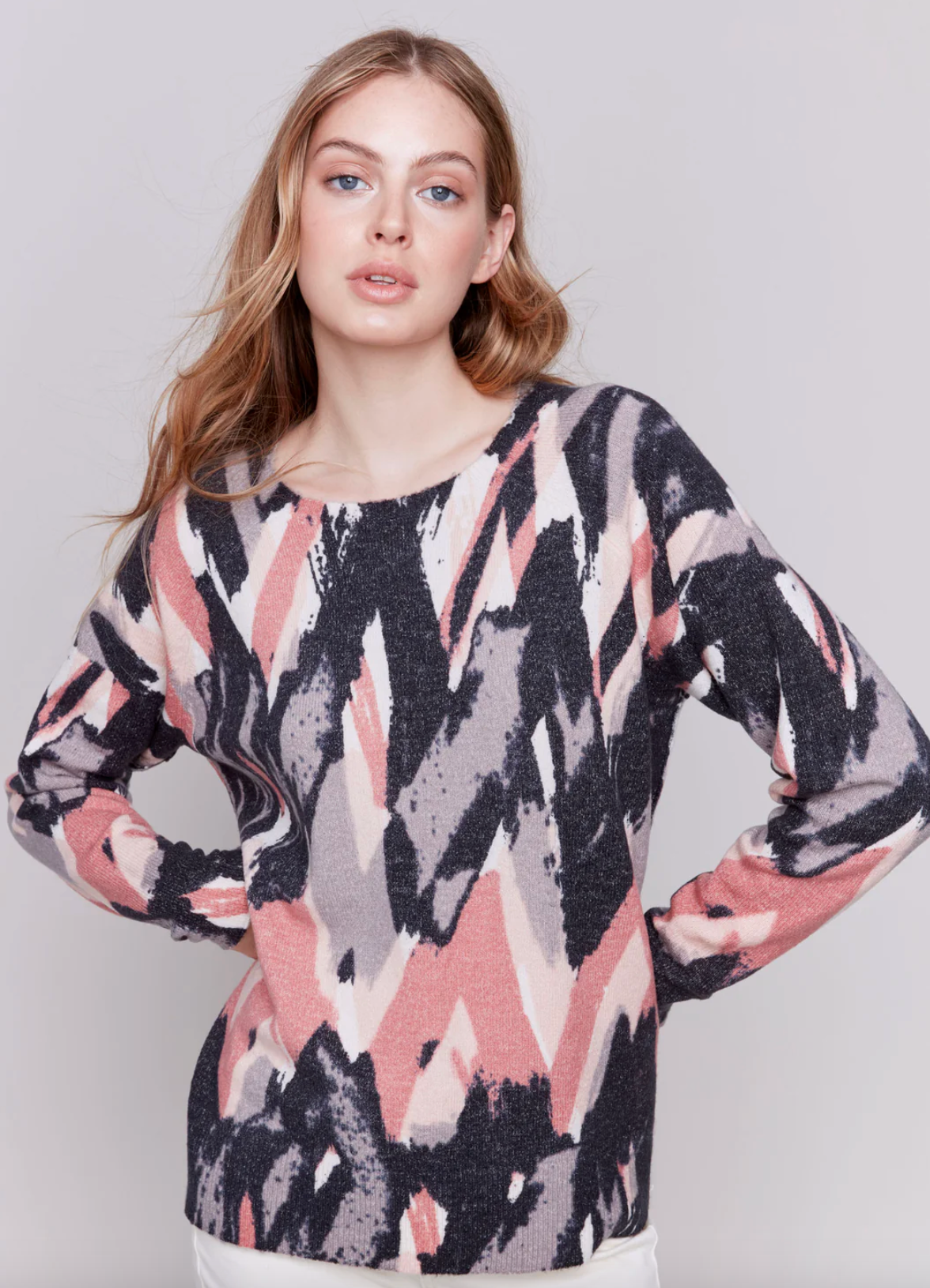 Charlie B Reversible Geometric print sweater