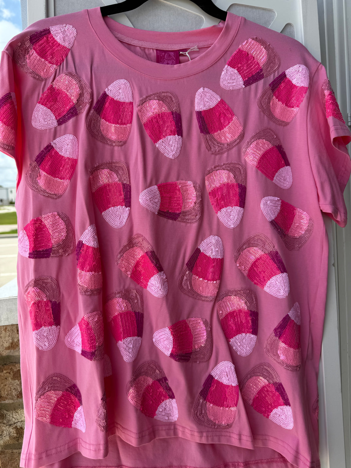 Queen of Sparkles - Pink Candy Corn Tee
