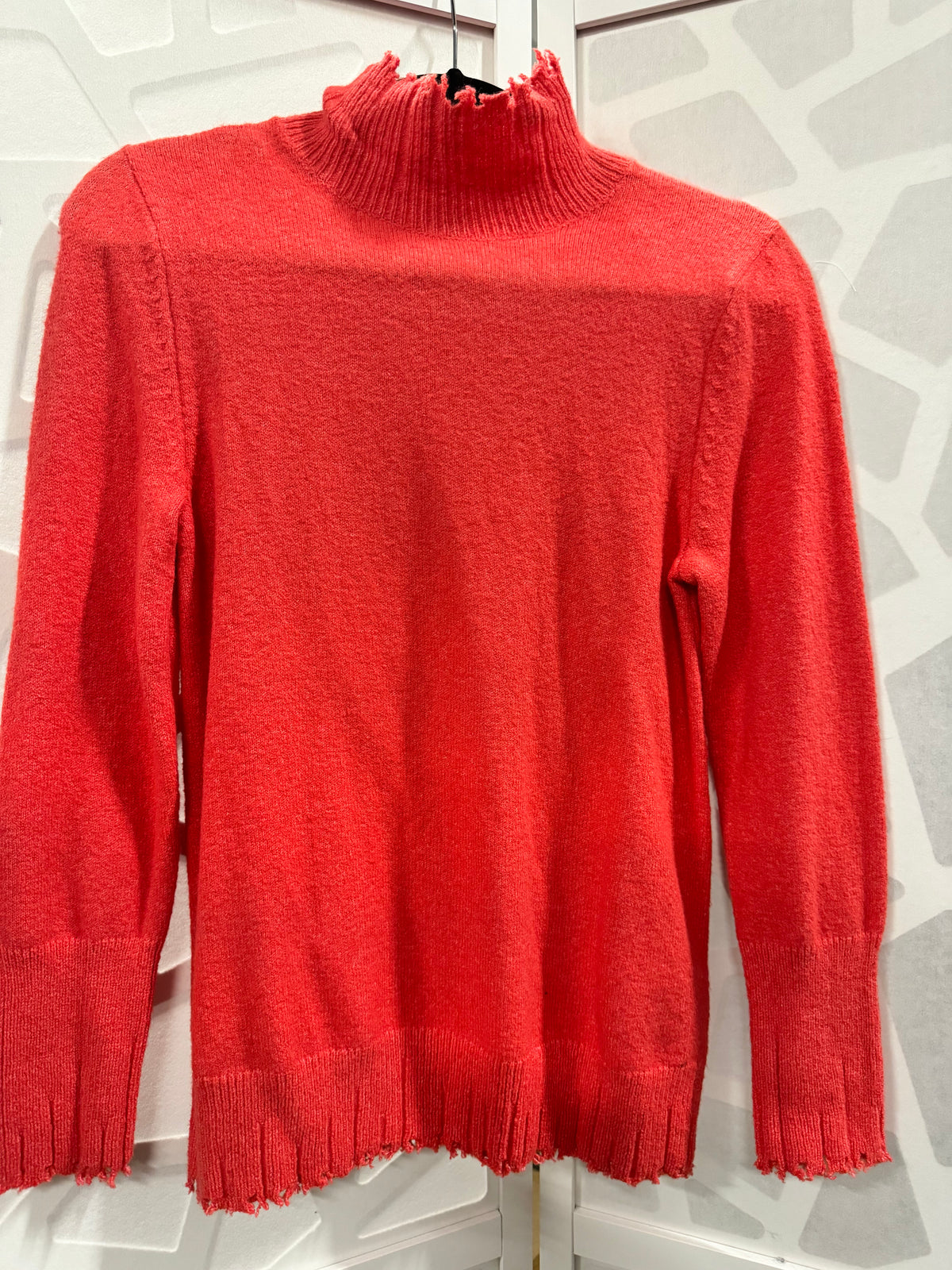 Nic + Zoe Super Soft Rough Edges Bright Coral Sweater