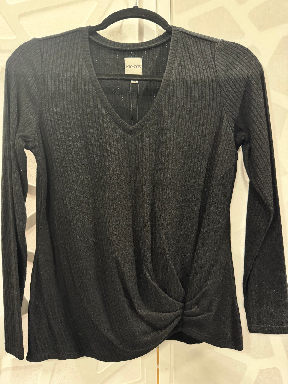 Nic + Zoe Black Ribbed Knit Top