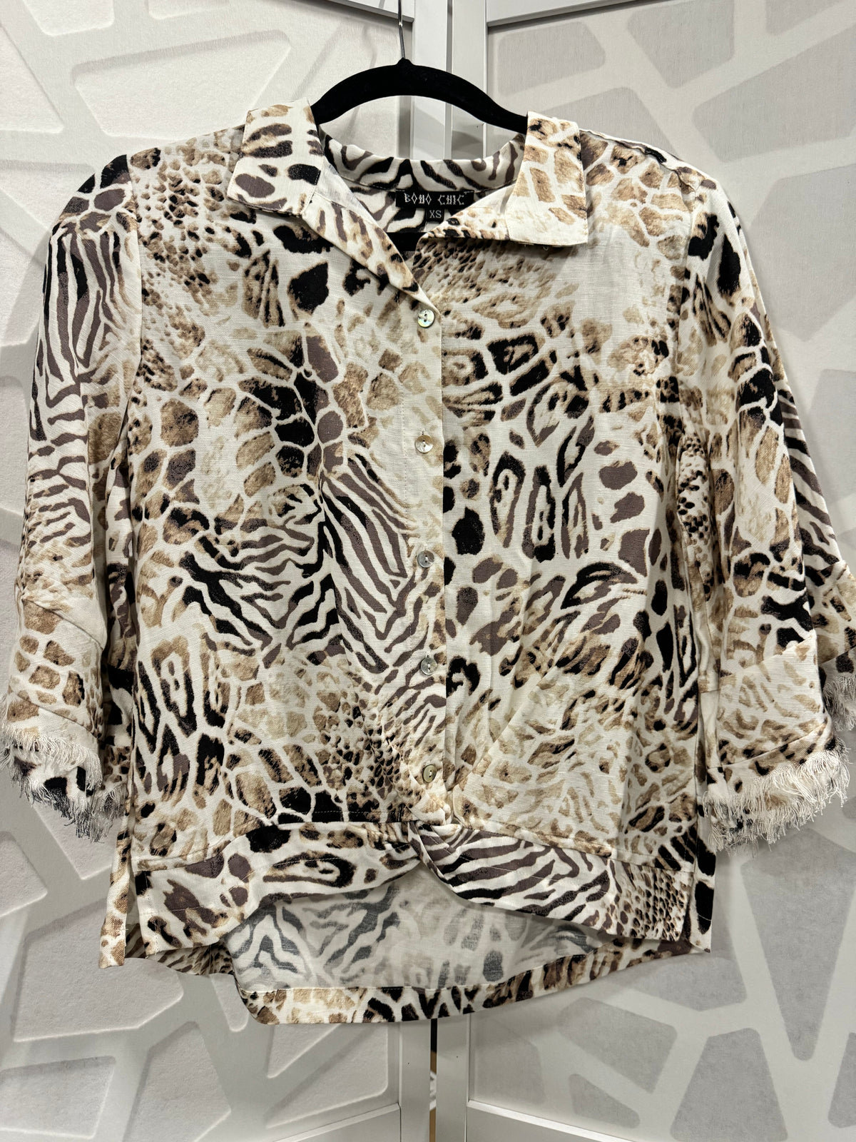 Boho Chic Bell Sleeve Animal Print Top