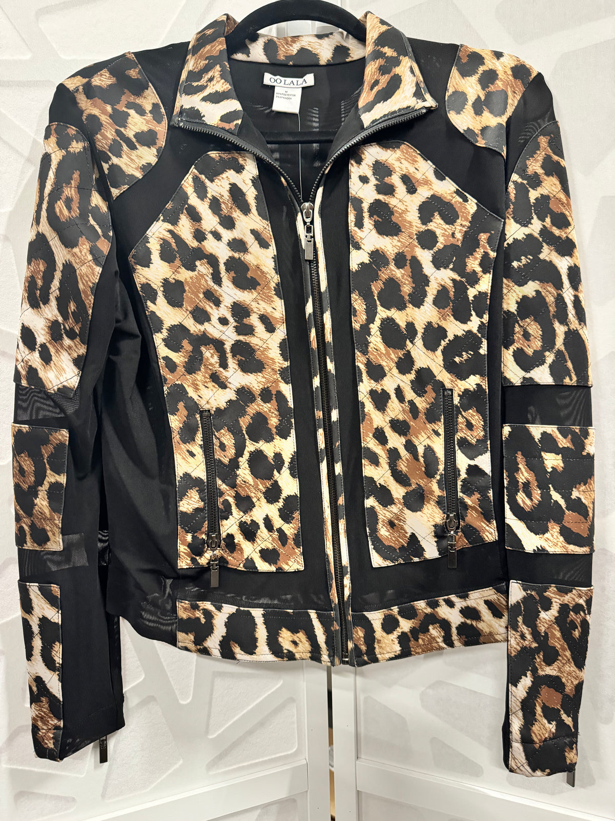 Oo La La - Quilted Animal Print Zip Up Jacket