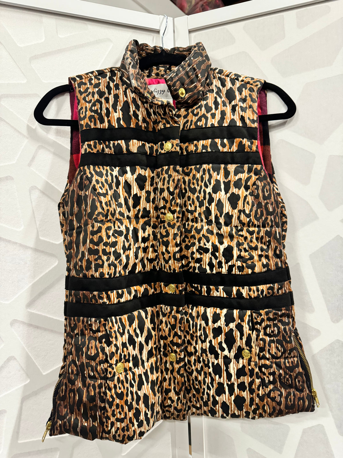 Dizzy Lizzie Cheetah Print Puffer Vest