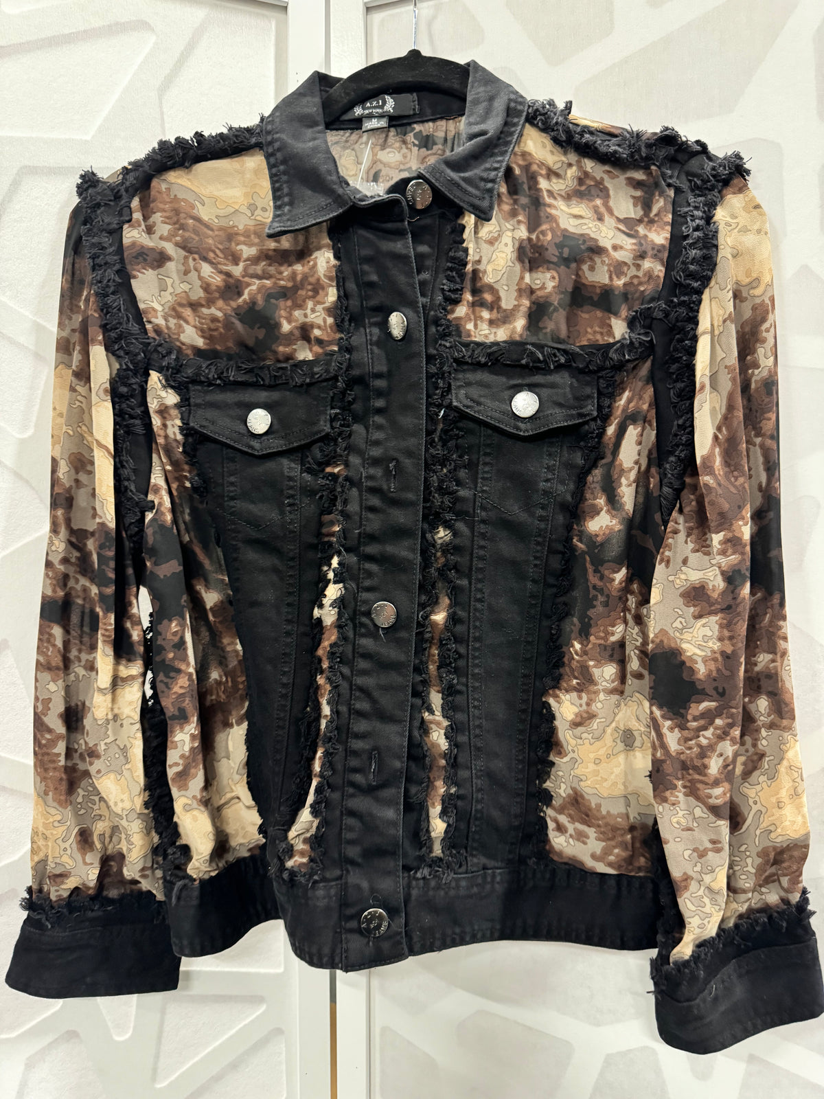 AZI - Black and Brown Marble Denim Jacket