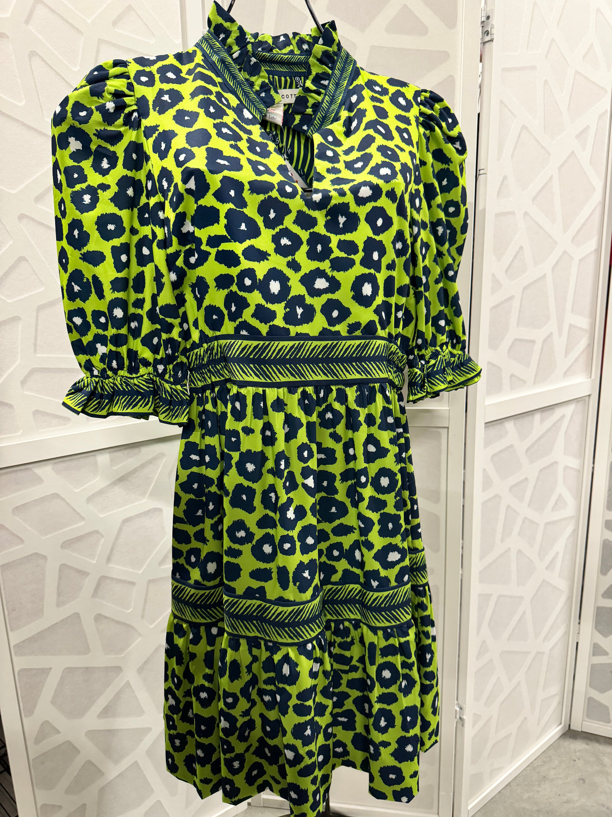 Gretchen Scott - Lime Navy Cheetah Dress