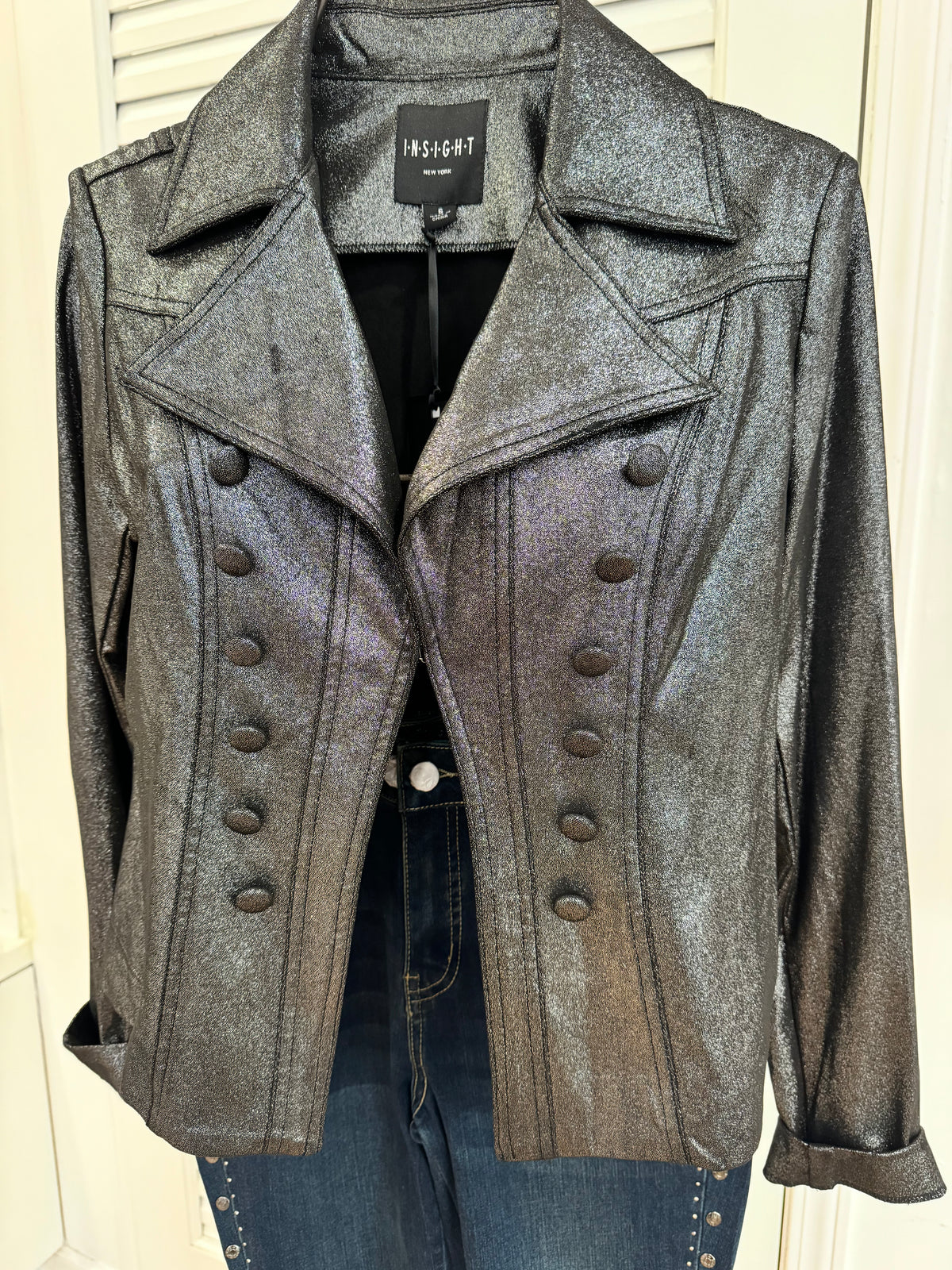 Insight NY - Metallic Gunmetal Vegan Leather Jacket