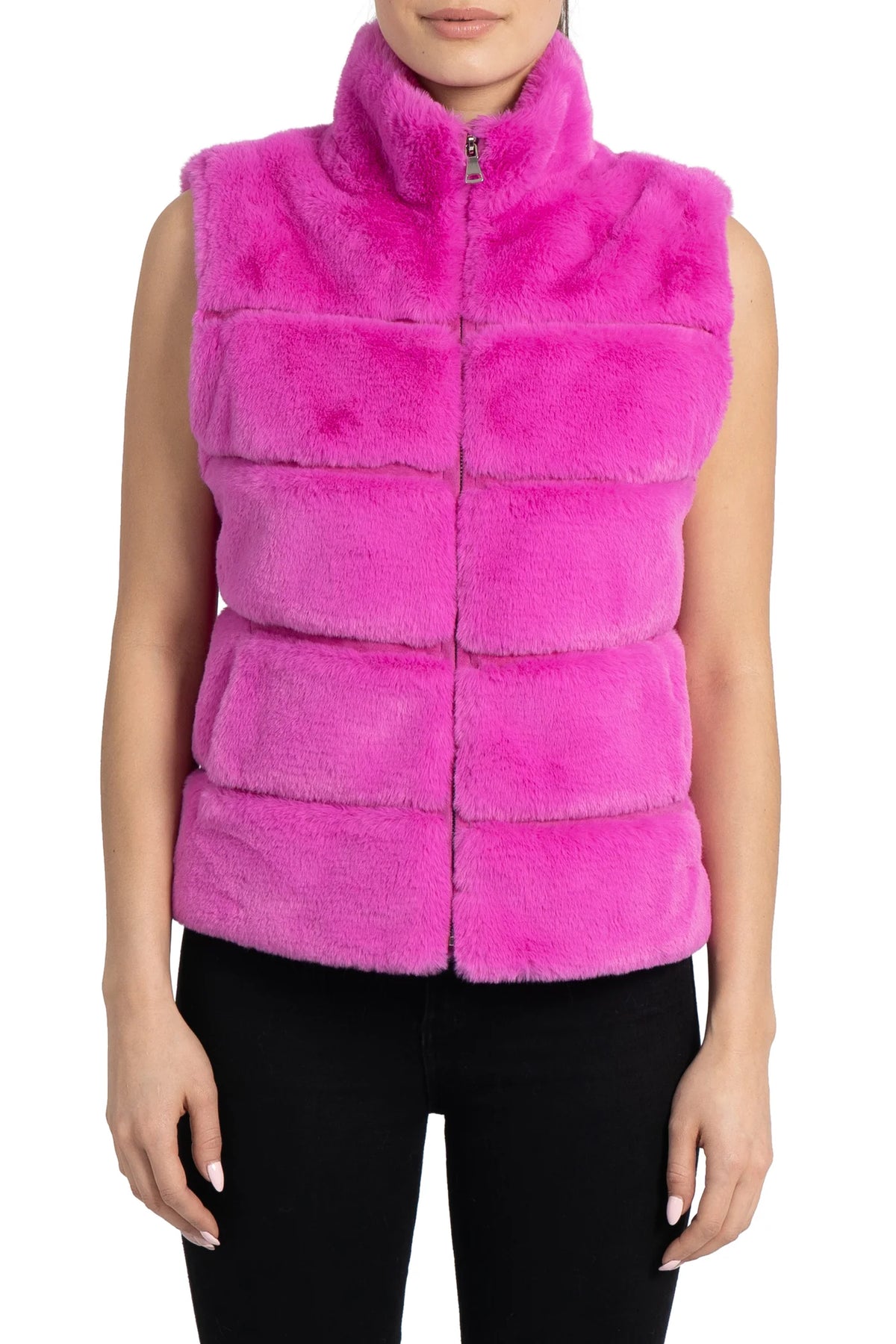 Love Token - Hot Pink Faux Fur Vest