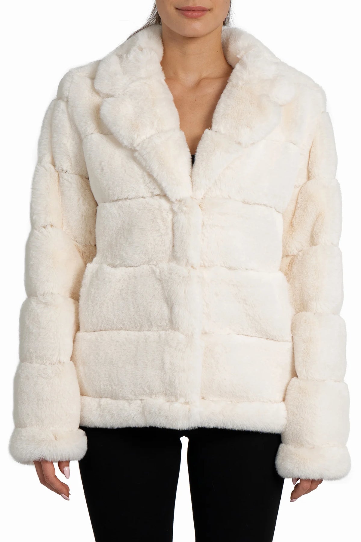 Love Token - Ivory Paneled Faux Fur Coat