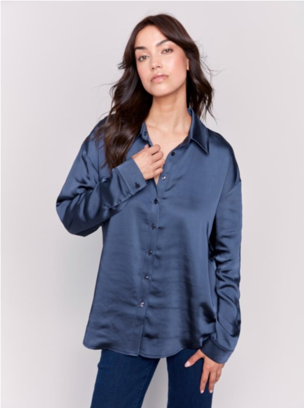 Charlie B - Solid Satin Button Down Shirt