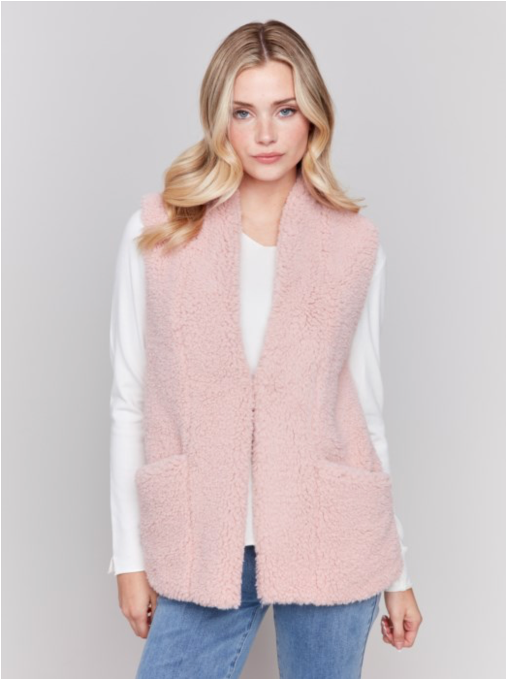 Charlie B - Rose Quartz Faux Fur Vest