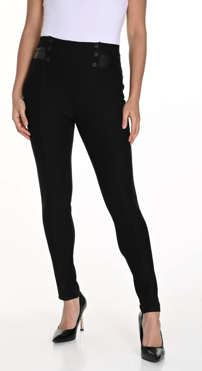 Frank Lyman - Black Skinny Pants with Pleather Trim