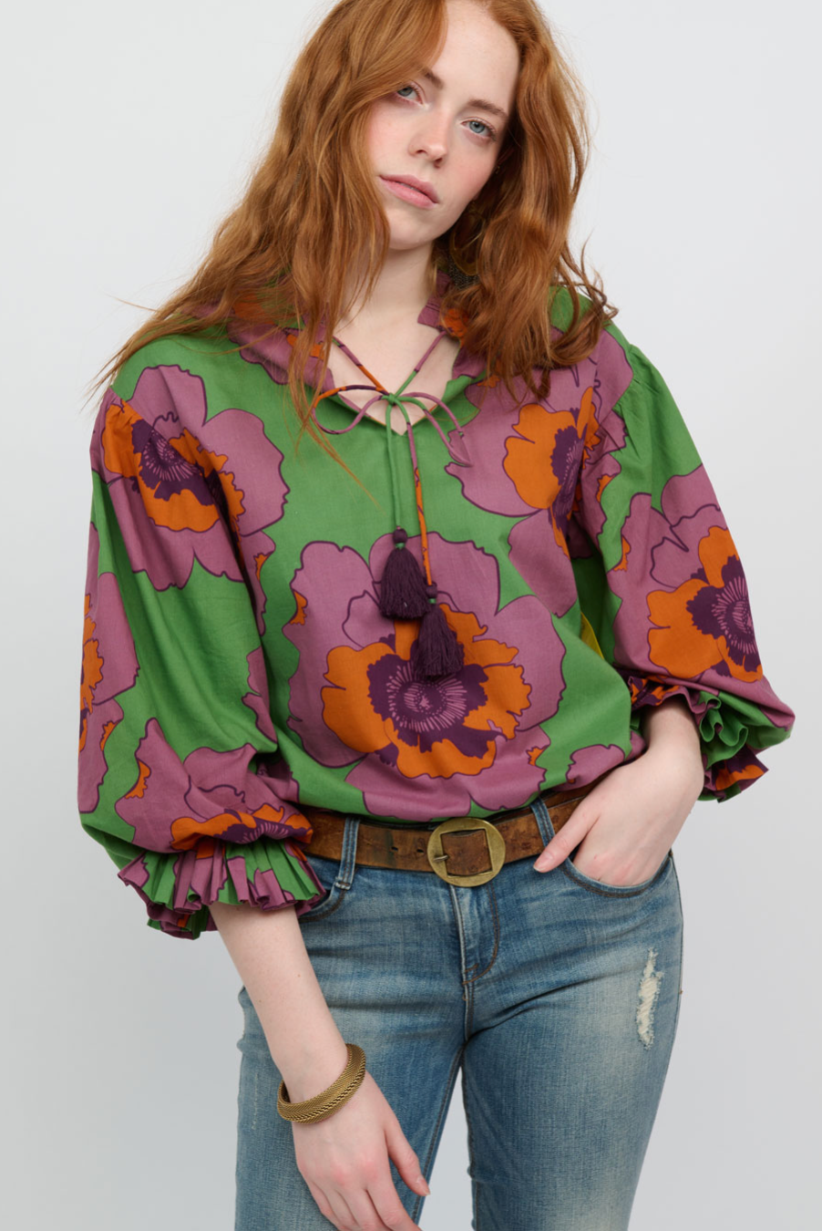 Ivy Jane - Retro Floral Big Sleeve Top