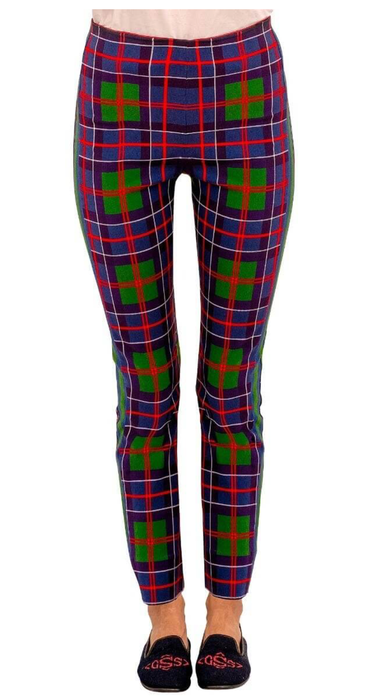 Gretchen Scott - Gripeless Pull on Pants - Blue/Green Plaid