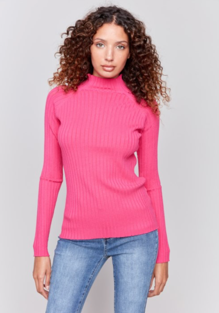 Charlie B - Ribbed Knit Mock Neck Sweater