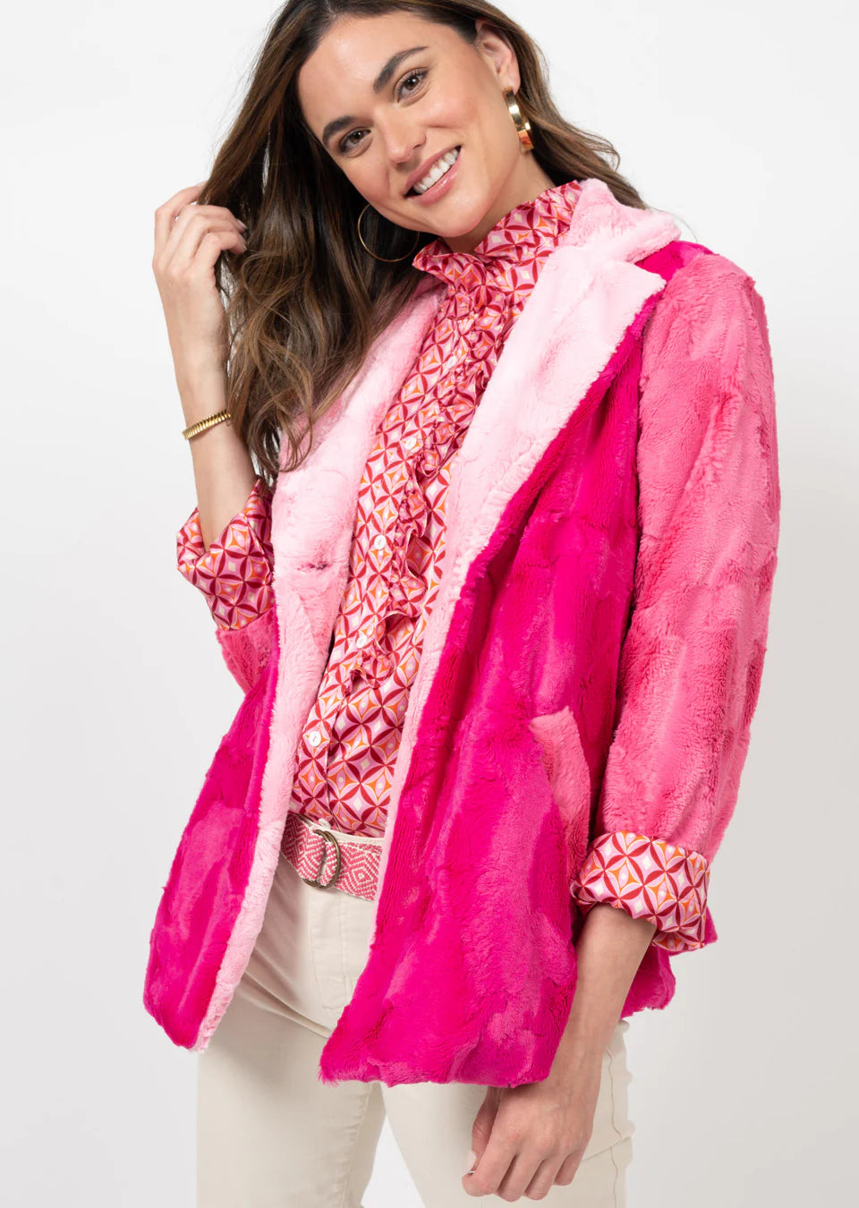 Ivy Jane - Pink Patchwork Fur Jacket